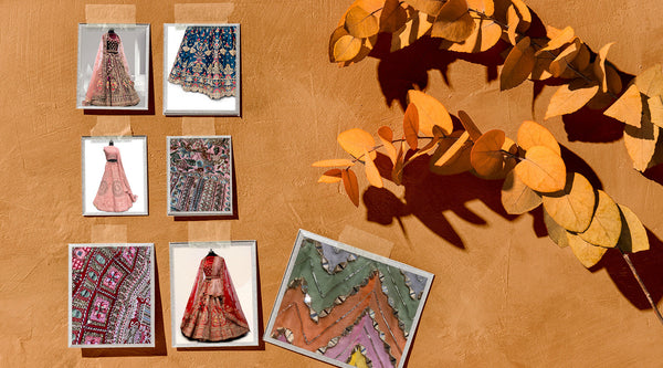 A collage of lehengas showcasing diverse styles and designs, illustrating how to style lehenga for different occasions.