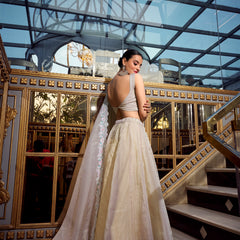 Doli - Sequins and Thread Embroidery with Diamond Cream Lehenga Choli - JMS Studio