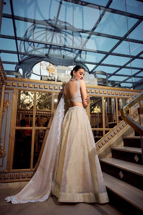 Doli - Sequins and Thread Embroidery with Diamond Cream Lehenga Choli - JMS Studio