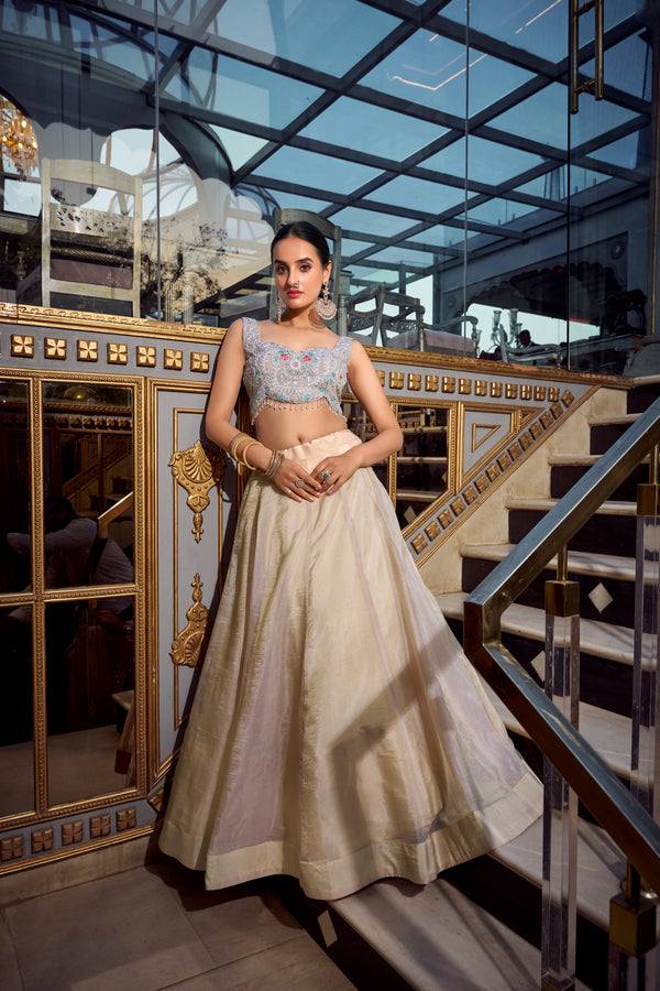 Doli - Sequins and Thread Embroidery with Diamond Cream Lehenga Choli - JMS Studio