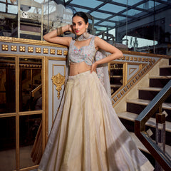 Doli - Sequins and Thread Embroidery with Diamond Cream Lehenga Choli - JMS Studio