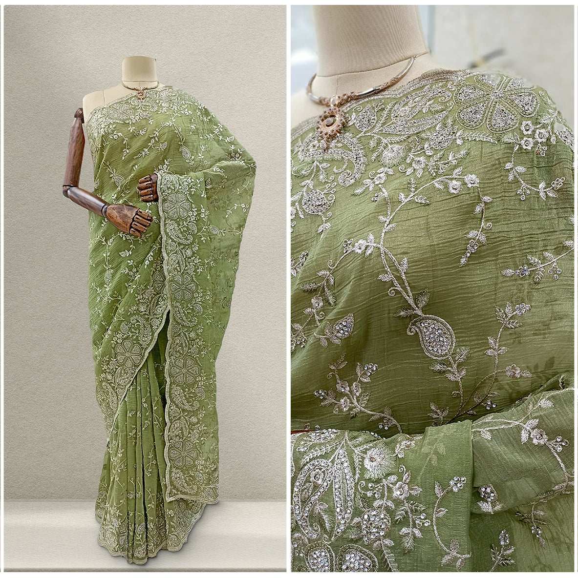 JMS_Studio Designer Stone Work Georgette Partywear Saree