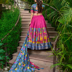 Doli - Kalamkari Dola Silk Charm Pink Lehenga Choli Set - JMS Studio