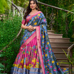 Doli - Kalamkari Dola Silk Charm Pink Lehenga Choli Set - JMS Studio