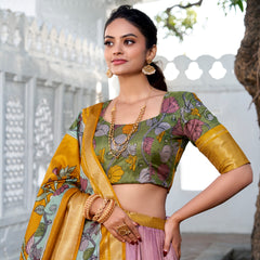 Doli - Kalamkari Print Dola Silk Onion Pink Multicolor Lehenga Set - JMS Studio
