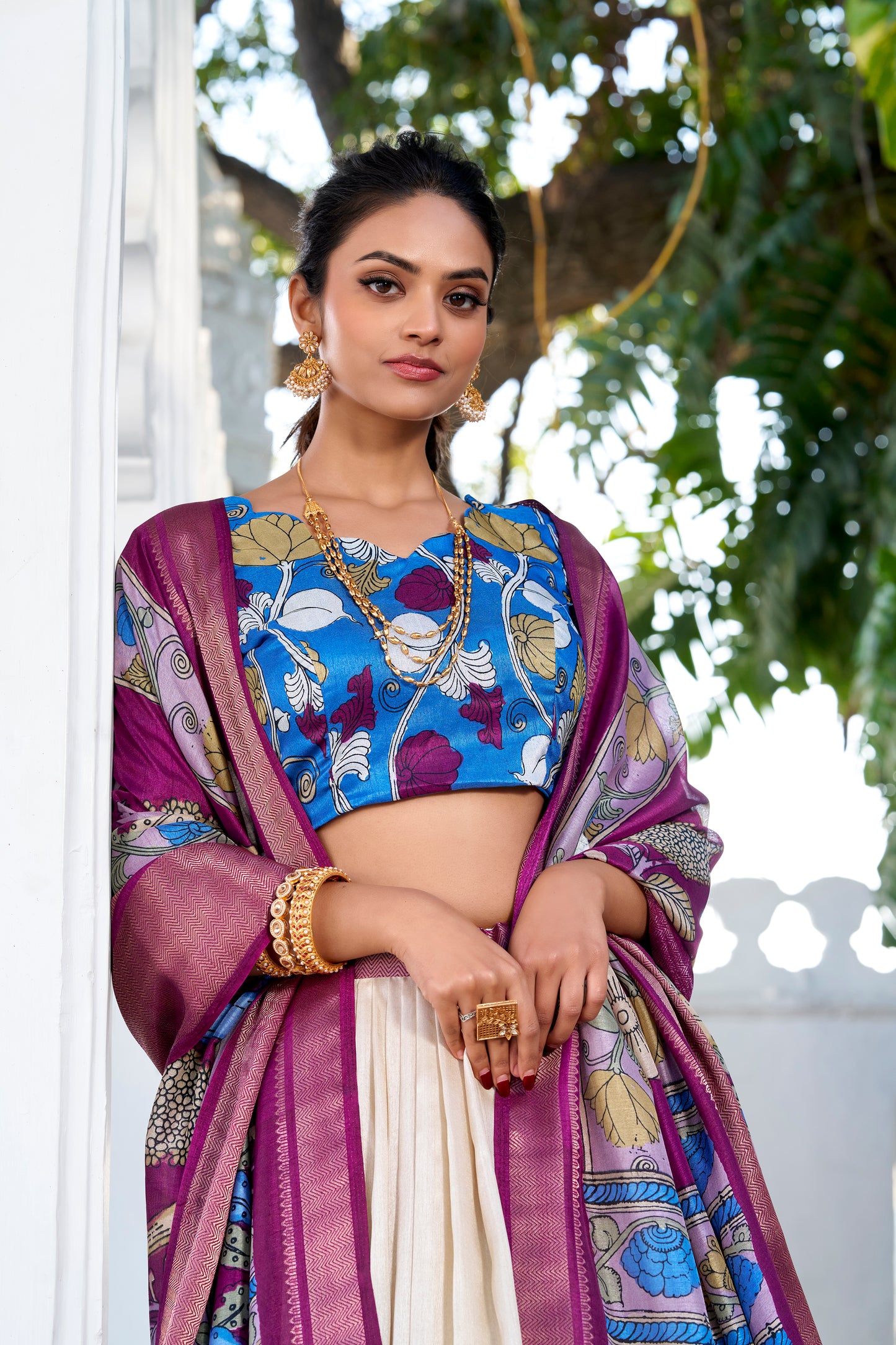 Doli - Kalamkari Print Dola Silk Off White Lehenga Set
