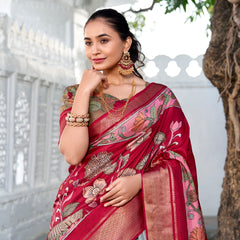 Doli - Kalamkari Print Dola Silk Powder Blue Lehenga Set - JMS Studio