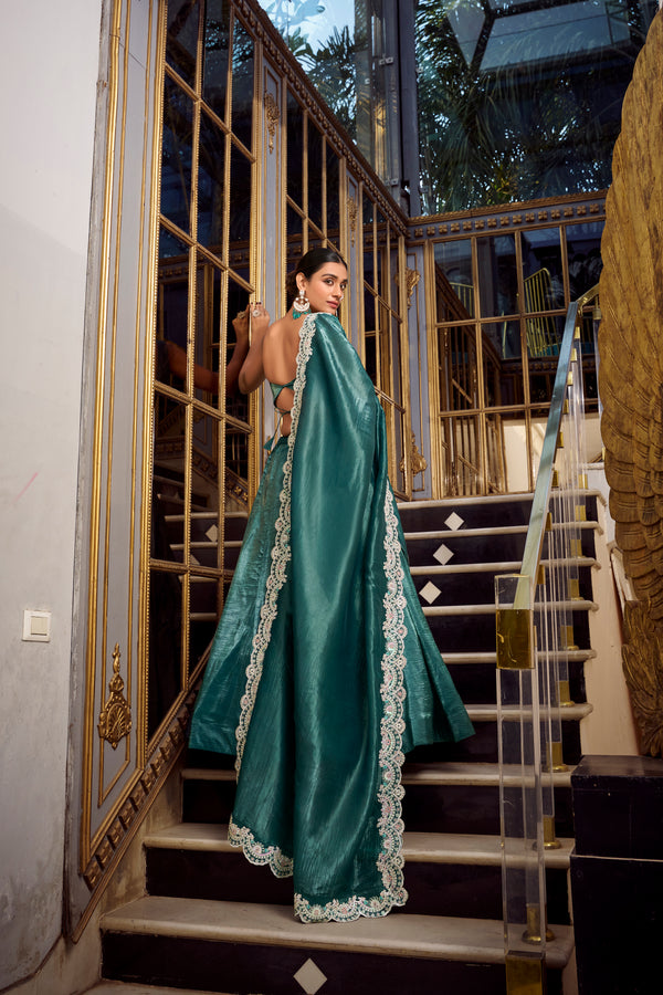 Doli - Sequins and Thread Embroidery with Diamond Teal Lehenga Choli - JMS Studio