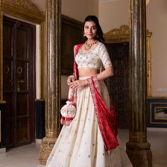 Doli - Sequins and Thread Embroidery Work Off White Lehenga Choli Set - JMS Studio