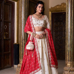 Doli - Sequins and Thread Embroidery Work Off White Lehenga Choli Set - JMS Studio