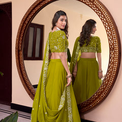 Doli - Embellishment with Pearl Coding and Sequins Embroidery Work Parrot Lehenga Choli - JMS Studio