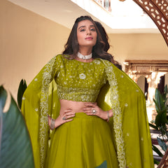 Doli - Embellishment with Pearl Coding and Sequins Embroidery Work Parrot Lehenga Choli - JMS Studio