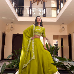 Doli - Embellishment with Pearl Coding and Sequins Embroidery Work Parrot Lehenga Choli - JMS Studio