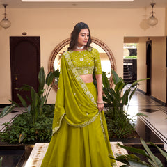 Doli - Embellishment with Pearl Coding and Sequins Embroidery Work Parrot Lehenga Choli - JMS Studio