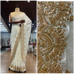 JMS_Studio Boutique Beads & Cutdana Handwork Pearl White Partywear Saree
