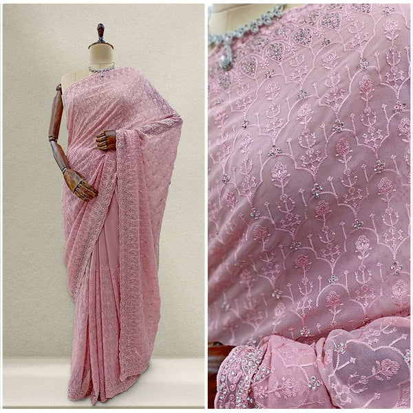 JMS_Studio Designer Rsham Work Georgette Partywear Saree
