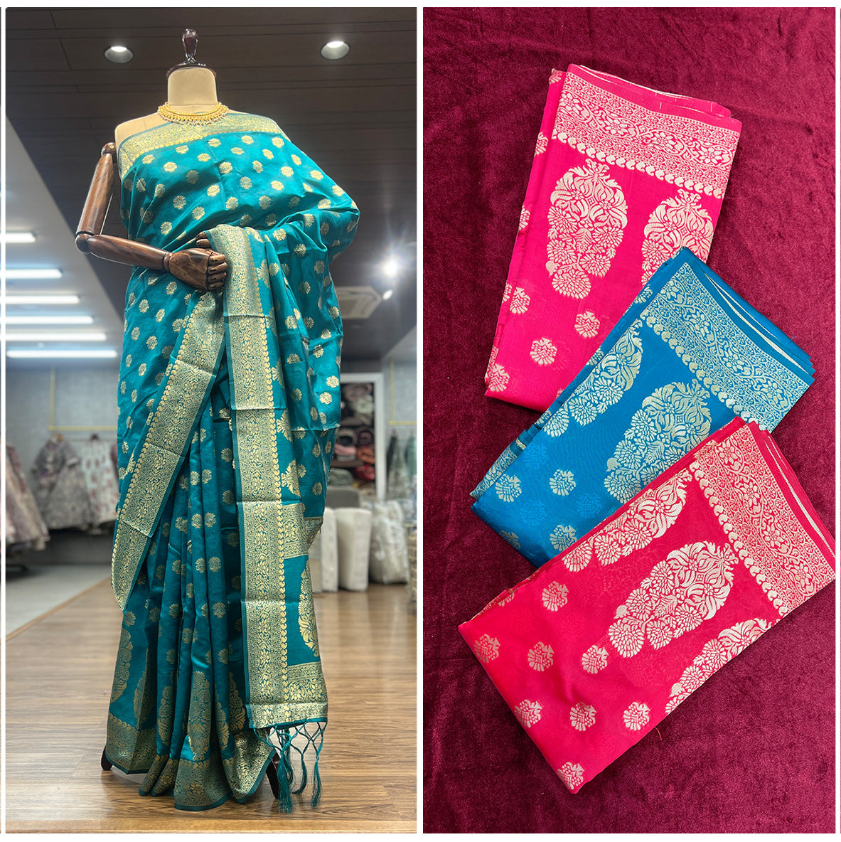 JMS_Studio Art Silk Banarsi Saree with Golden Weaves - JMS Studio