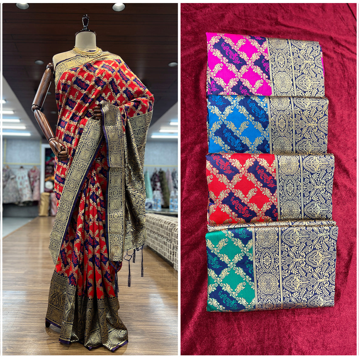 JMS_Studio Art Silk Banarsi Saree with Golden Weaves - JMS Studio