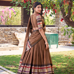 Doli - A Tale of Royalty, Woven in Chanderi and Zari Earthy Lehenga Choli Set - JMS Studio