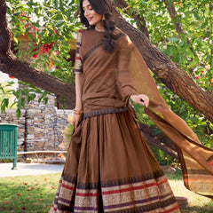 Doli - A Tale of Royalty, Woven in Chanderi and Zari Earthy Lehenga Choli Set - JMS Studio