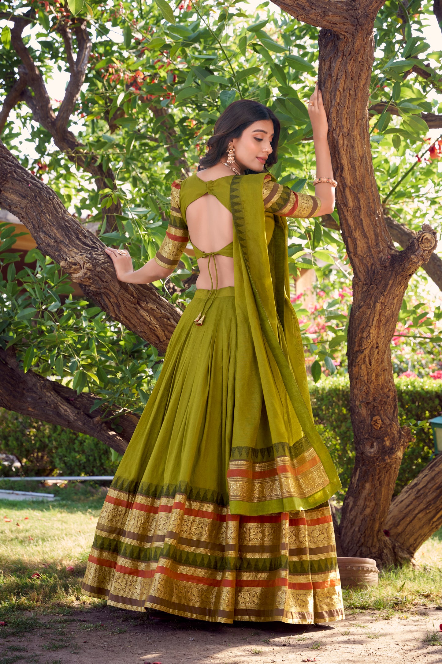 Doli - A Tale of Royalty, Woven in Chanderi and Zari Green Lehenga Choli Set