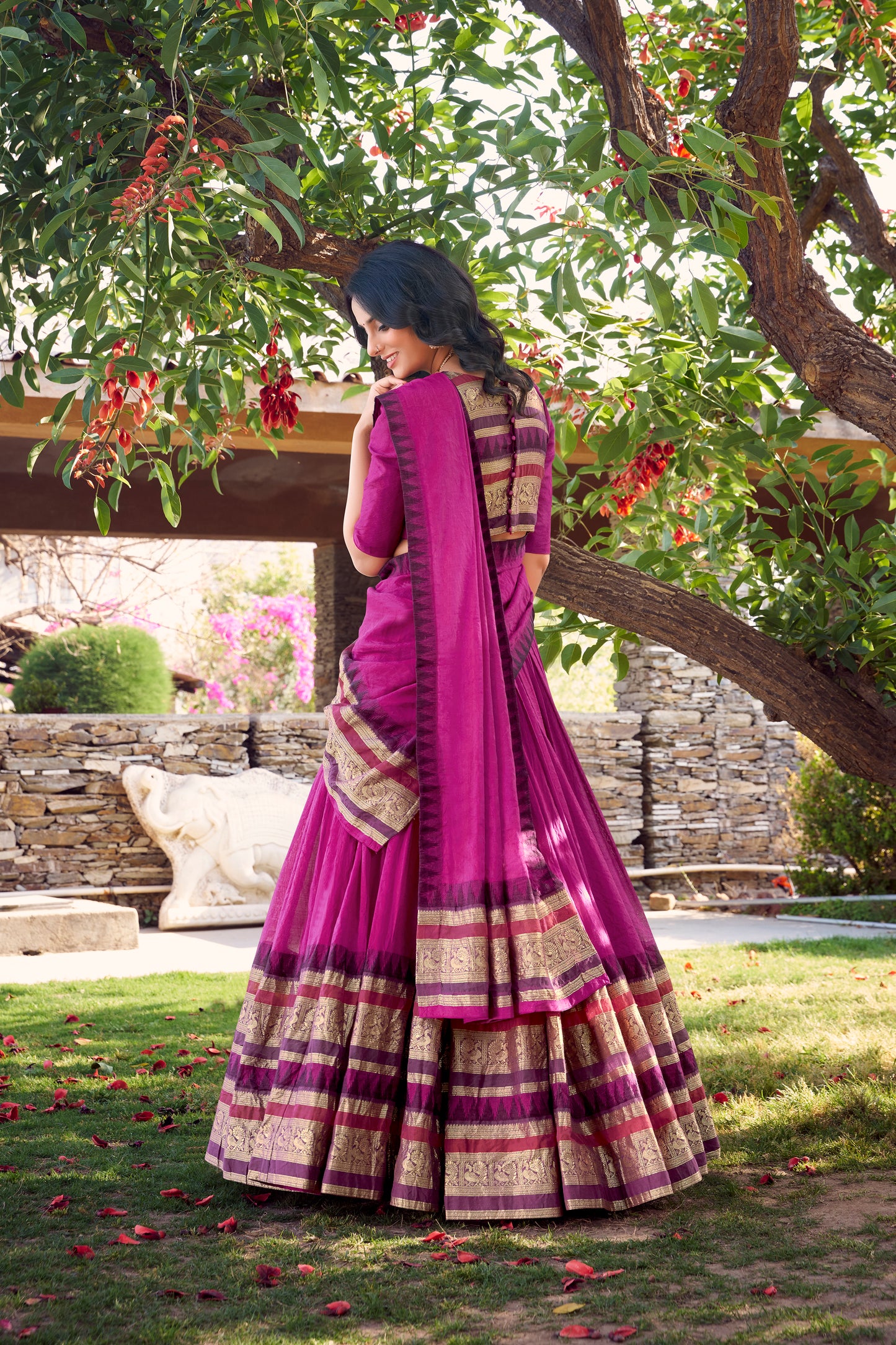 Doli - A Tale of Royalty, Woven in Chanderi and Zari Pink Lehenga Choli Set