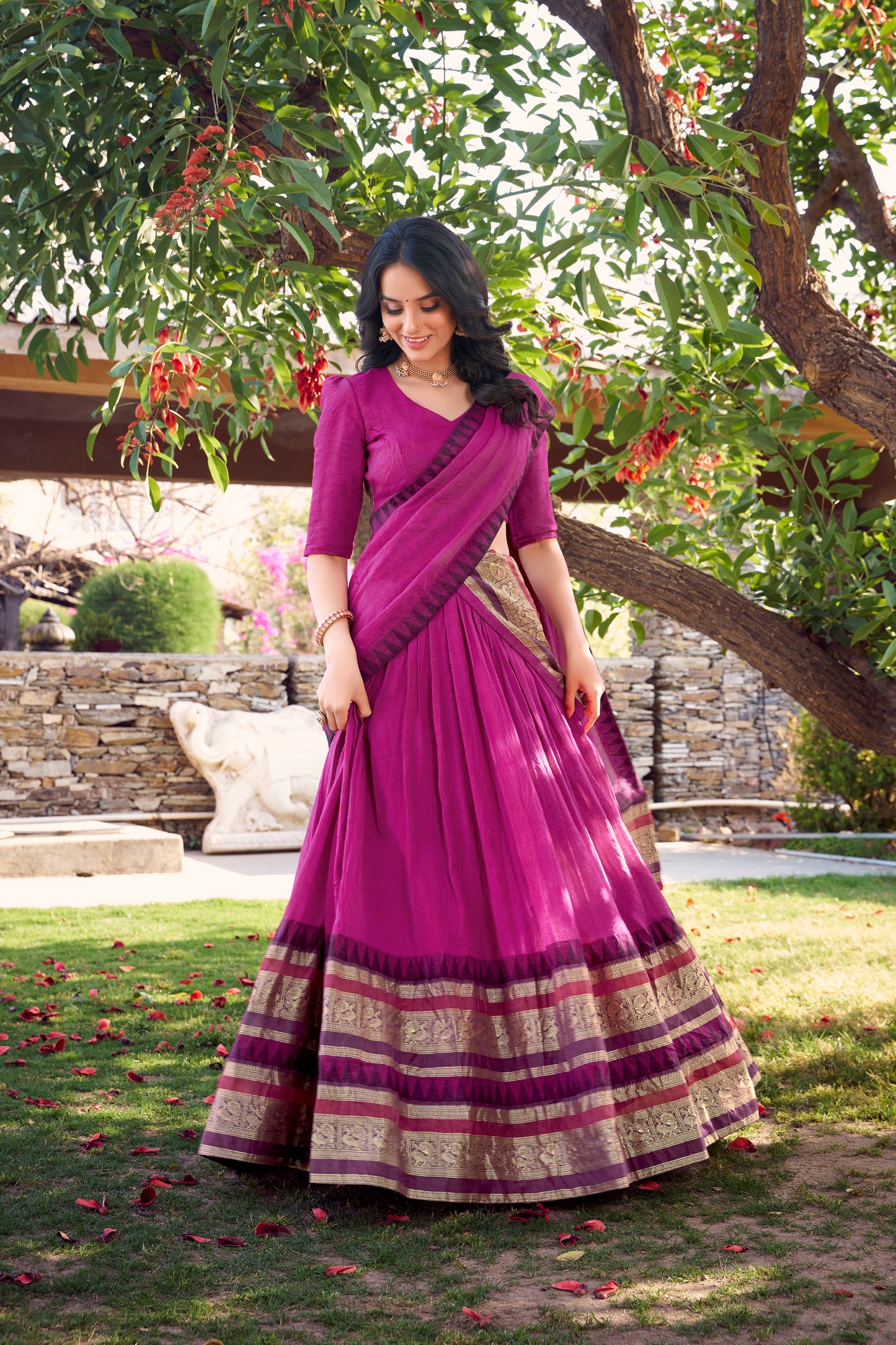 Doli - A Tale of Royalty, Woven in Chanderi and Zari Pink Lehenga Choli Set