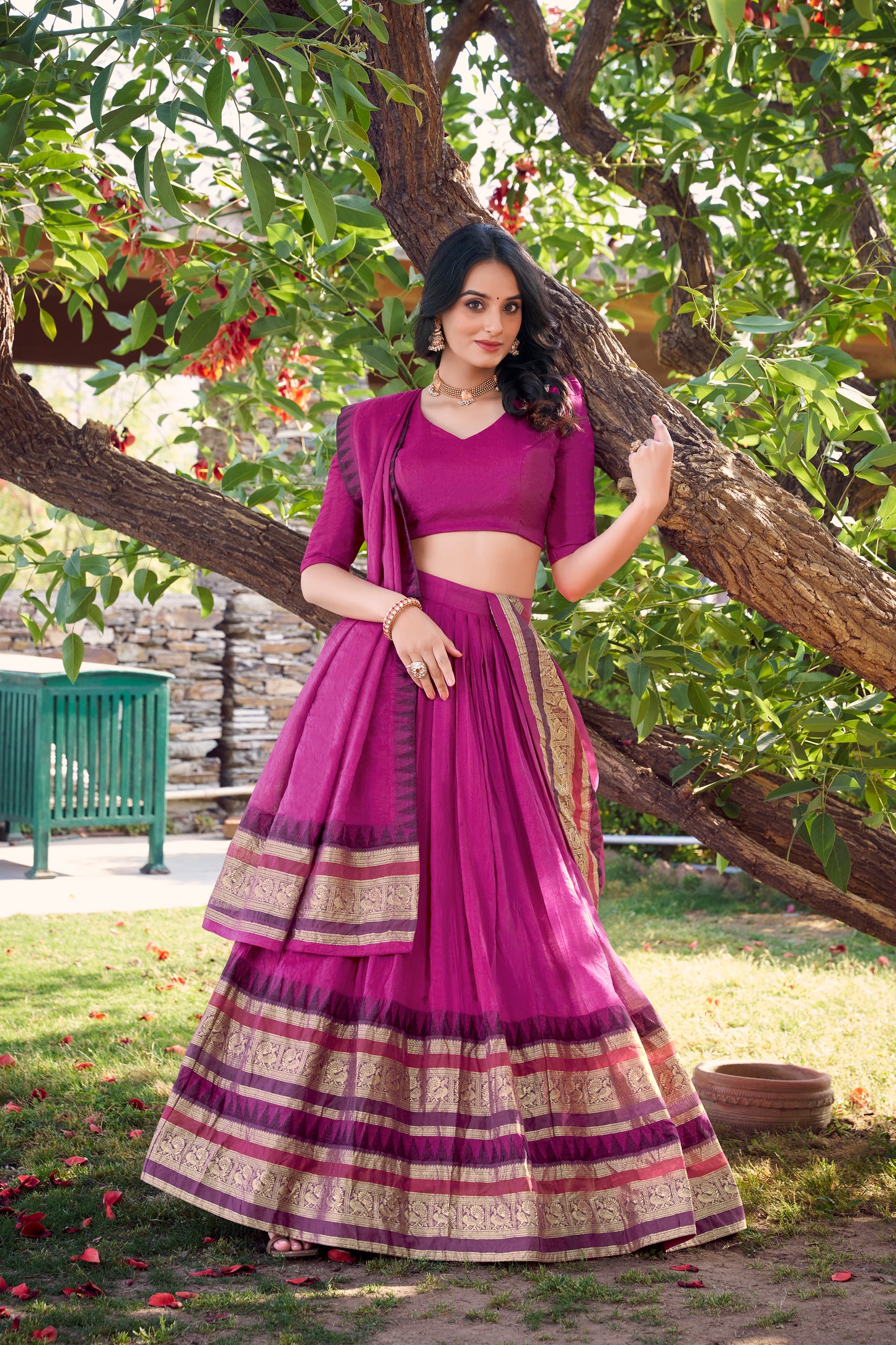 Doli - A Tale of Royalty, Woven in Chanderi and Zari Pink Lehenga Choli Set - JMS Studio
