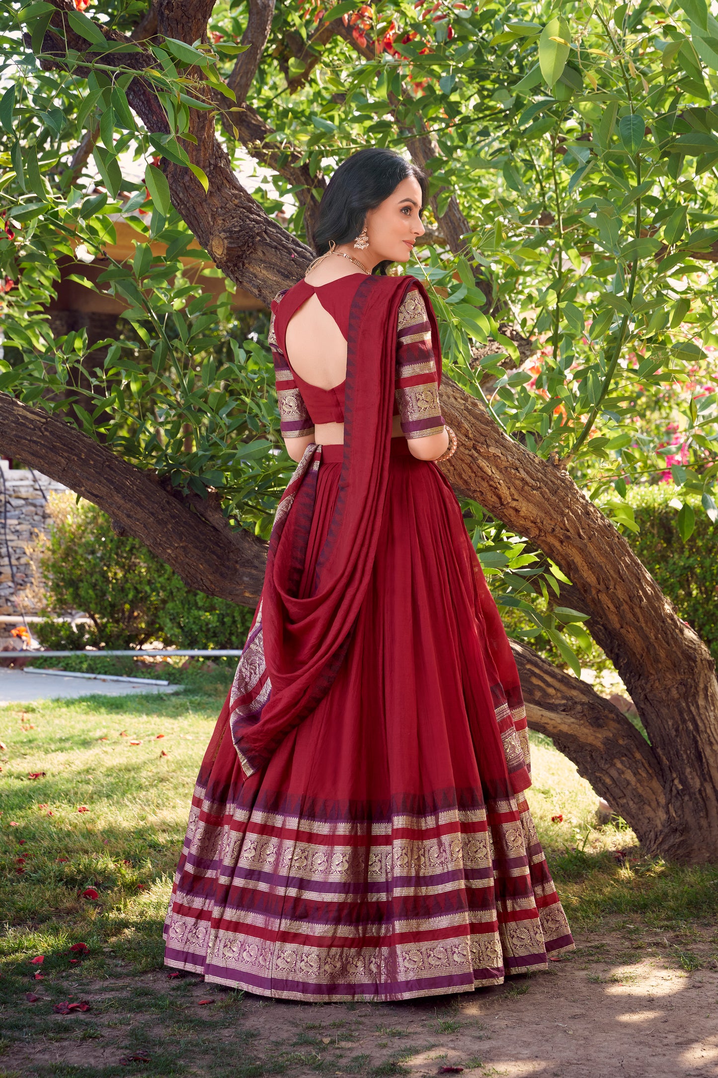 Doli - A Tale of Royalty, Woven in Chanderi and Zari Red Lehenga Choli Set