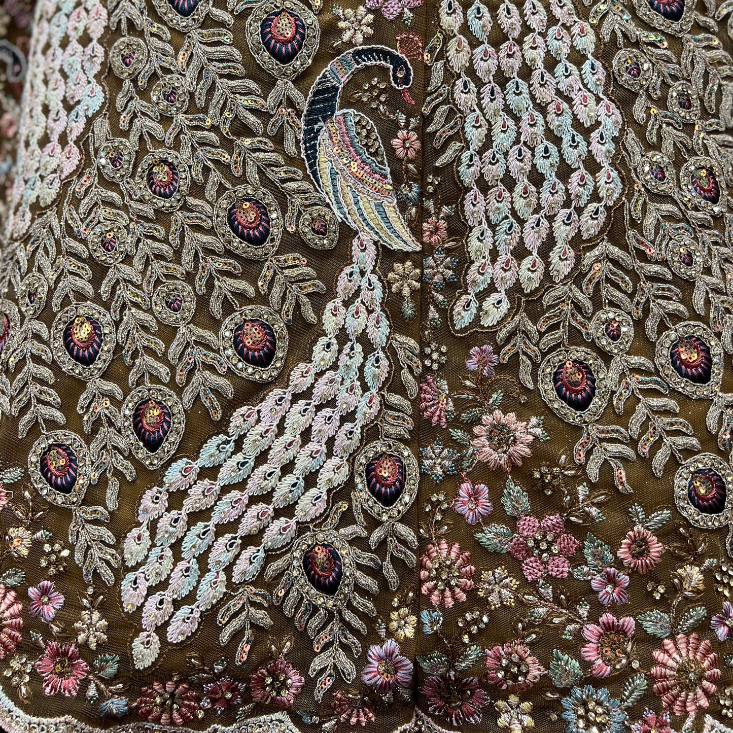 Jazzagals - The Modern Peacock Design Cocktail Reception Lehenga Gold JMS Studio {{ Royal Red Bridal Lehenga}}