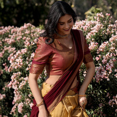 Doli - Kanchipuram Zari Weaving Work Buttercup Lehenga Choli Set - JMS Studio