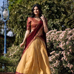 Doli - Kanchipuram Zari Weaving Work Buttercup Lehenga Choli Set - JMS Studio