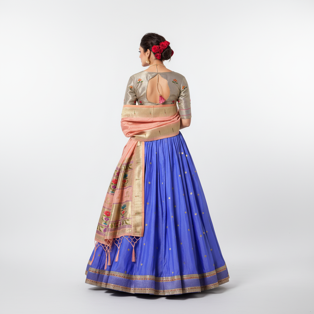 Doli - Jacquard Silk Zari Weaving Work Chiku Lehenga Choli set
