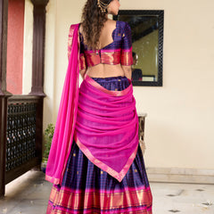 Doli - Paithani Artistry on Cotton Silk Purple Lehenga Choli Set - JMS Studio