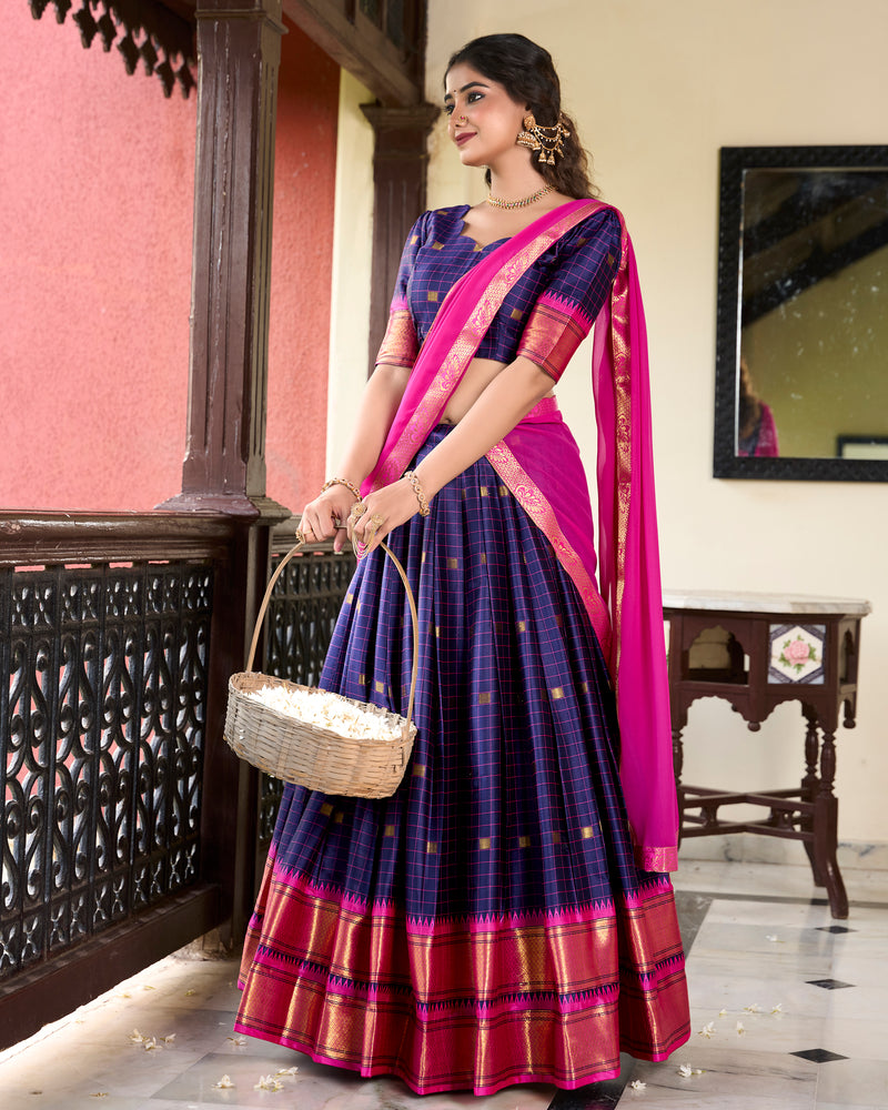 Doli - Paithani Artistry on Cotton Silk Purple Lehenga Choli Set - JMS Studio