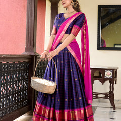 Doli - Paithani Artistry on Cotton Silk Purple Lehenga Choli Set - JMS Studio