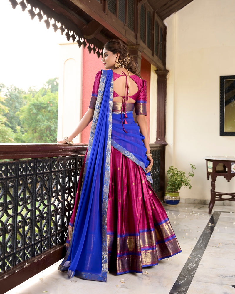 Doli - Paithani Artistry on Cotton Silk Pink Lehenga Choli Set - JMS Studio