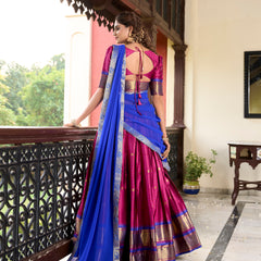 Doli - Paithani Artistry on Cotton Silk Pink Lehenga Choli Set - JMS Studio