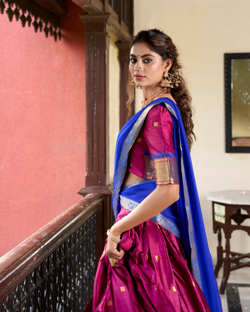 Doli - Paithani Artistry on Cotton Silk Pink Lehenga Choli Set - JMS Studio