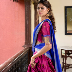 Doli - Paithani Artistry on Cotton Silk Pink Lehenga Choli Set - JMS Studio