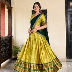 Doli - Paithani Artistry on Cotton Silk Parrot Lehenga Choli Set - JMS Studio