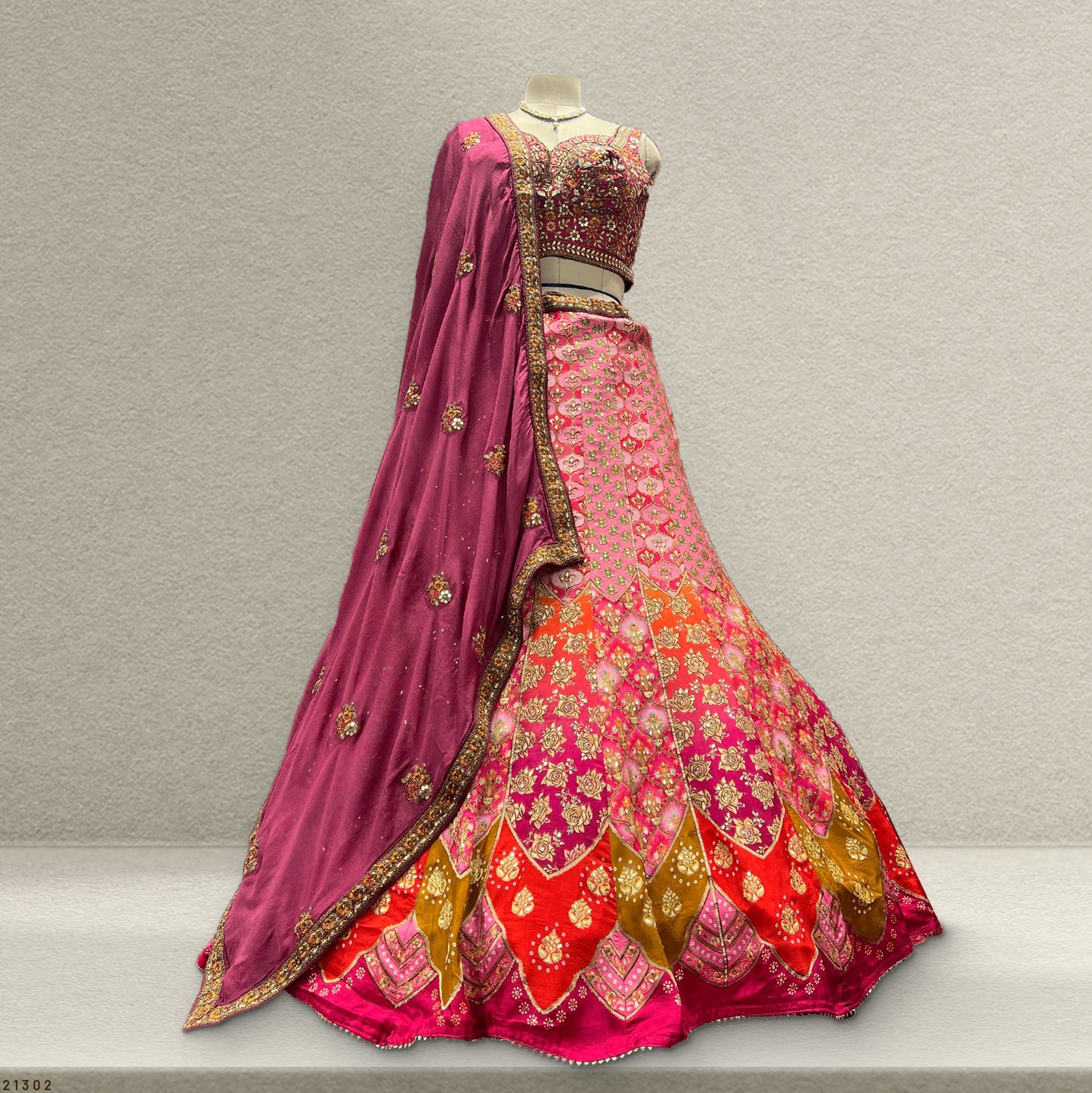 Gulaal - Ready-to-Wear Multi Color Silk Lehenga Choli JMS Studio {{ Royal Red Bridal Lehenga}}