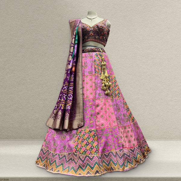 Gulaal - Ready-to-Wear Multi Color Silk Lehenga Choli JMS Studio {{ Royal Red Bridal Lehenga}}