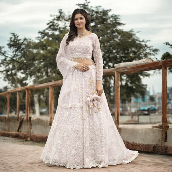 Jazzagals - Beads & Pearls Handwork Blush Pink Lehenga