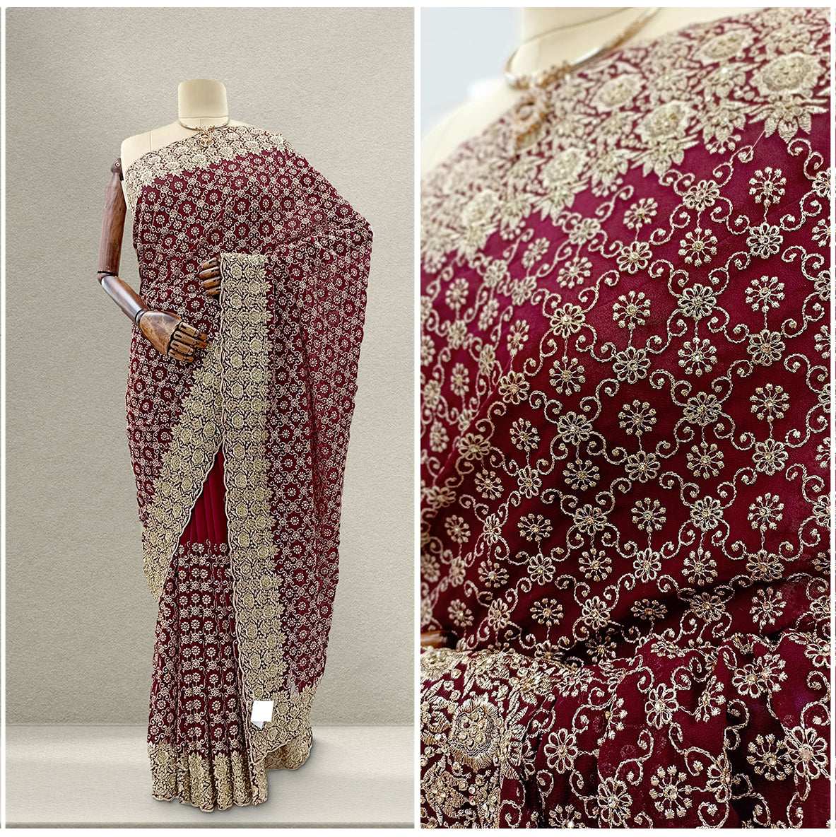 JMS_Studio Designer Stone Work Georgette Partywear Saree