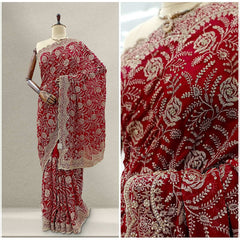 JMS_Studio Designer Stone Work Georgette Partywear Saree