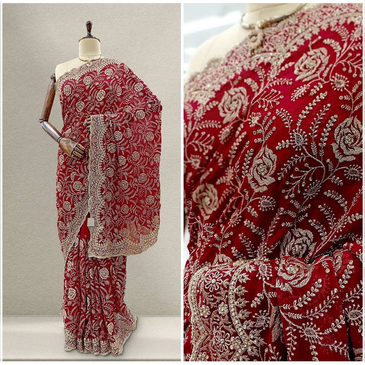 JMS_Studio Designer Stone Work Georgette Partywear Saree