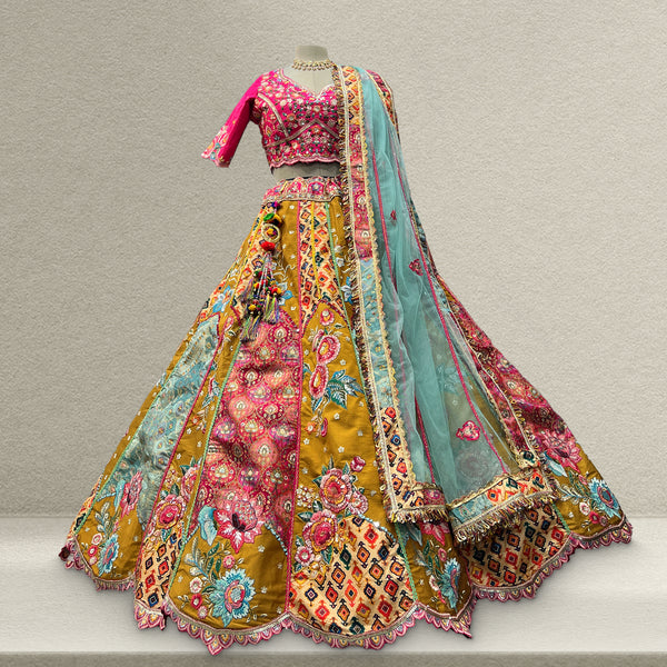 Shringaar: Multicolor Banarasi Silk Lehenga with Intricate Silk Work Blouse - JMS Studio