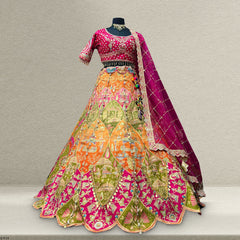 Shringaar: Multicolor Carnival Lehenga with Ready-To-Wear Blouse