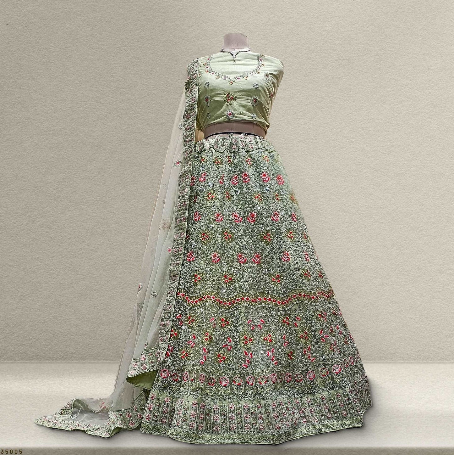 Jodha - Partywear Threadwork Sider Lehenga JMS Studio {{ Royal Red Bridal Lehenga}}